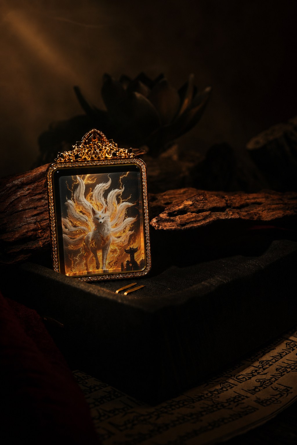 Golden Nine-Tailed Fox: Divine Charm & Blazing Protection Reversible Talisman
